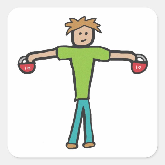 Pegatina Cuadrada Kettlebell (Anverso)