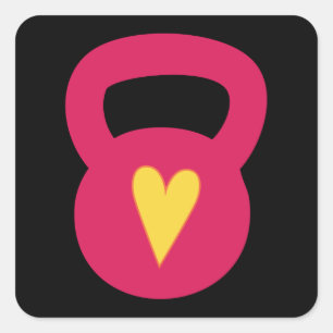Pegatina Cuadrada Kettlebell con un corazón