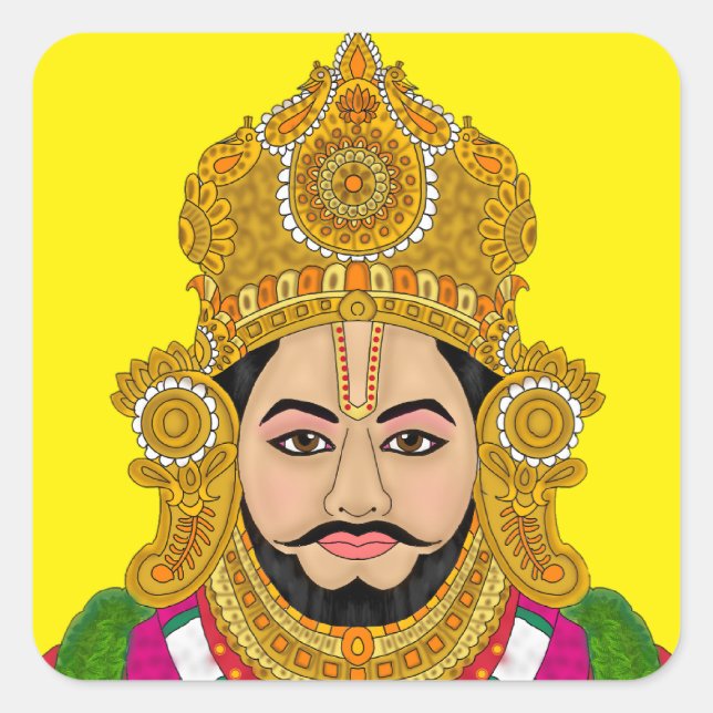 Pegatina Cuadrada Khatoo Shyam Ji Sticker (Anverso)