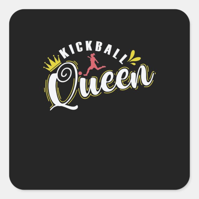 Pegatina Cuadrada Kickball Queen Gummiball Sport Amerika (Anverso)