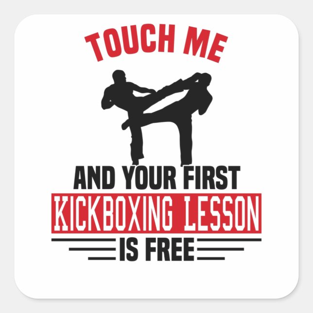 Pegatina Cuadrada Kickboxing Kickboxer Boxeador de Artes Marciales e (Anverso)