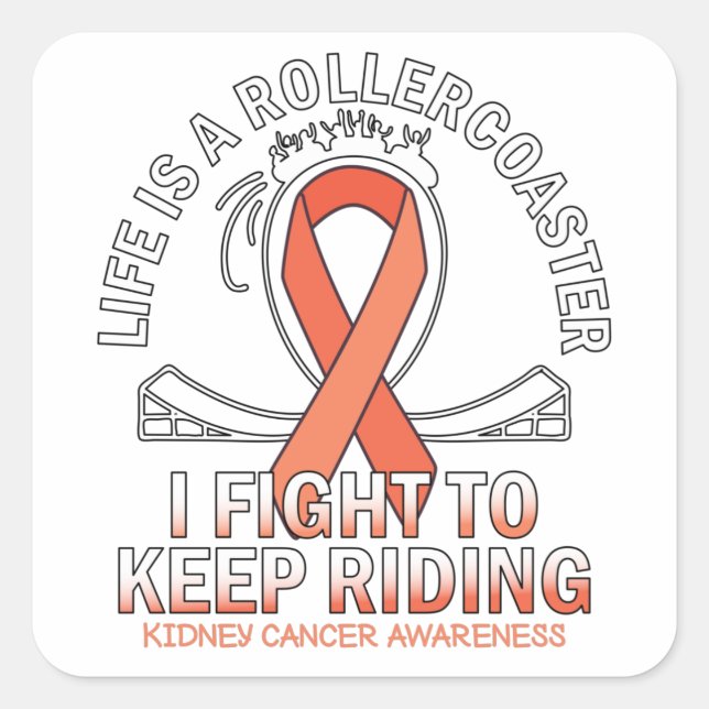 Pegatina Cuadrada Kidney cancer awareness orange ribbon (Anverso)