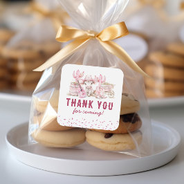 Pegatina Cuadrada Kids Cowgirl Birthday Favor