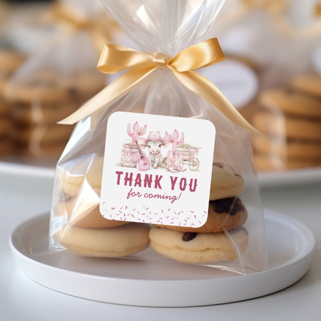 Pegatina Cuadrada Kids Cowgirl Birthday Favor (Subido por el creador)