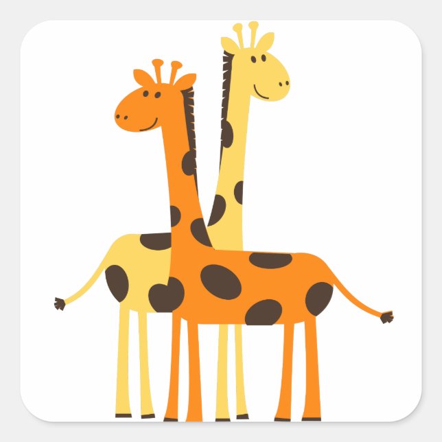 Pegatina Cuadrada Kids Cute Jungle Giraffe (Anverso)