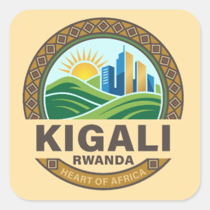 Pegatina Cuadrada Kigali Ruanda África