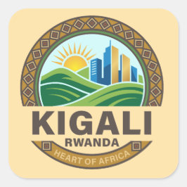 Pegatina Cuadrada Kigali Rwanda Africa