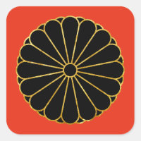Kiku Chrysanthemum Mon gold black en rojo