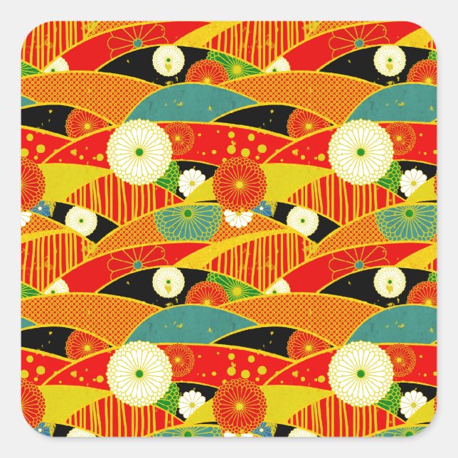 Pegatina Cuadrada Kiku y Ougi (Anverso)