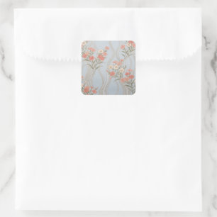 Pegatina Cuadrada Kimono Floral Japonés Nadeshiko