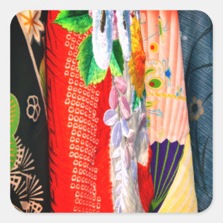 Pegatina Cuadrada Kimono Japonés