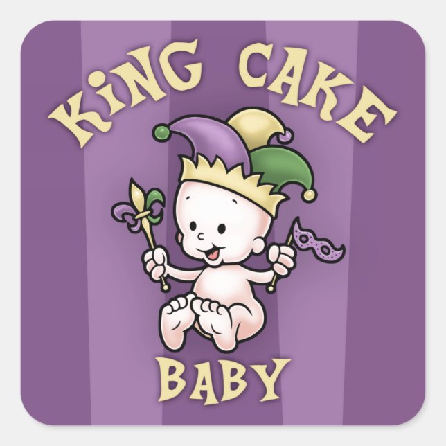 Pegatina Cuadrada King Cake Baby (Anverso)