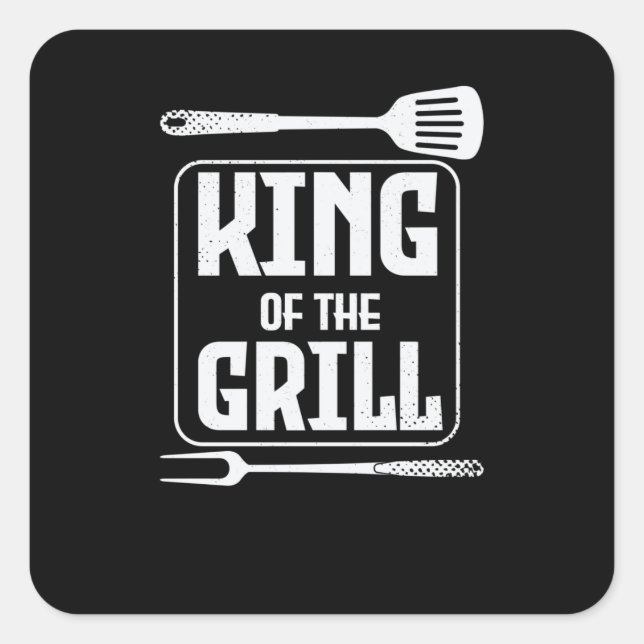 Pegatina Cuadrada King of the GRILL (Anverso)