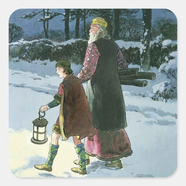 Pegatina Cuadrada King Wenceslas (c.907-c.929) de 'Peeps into the th (Anverso)