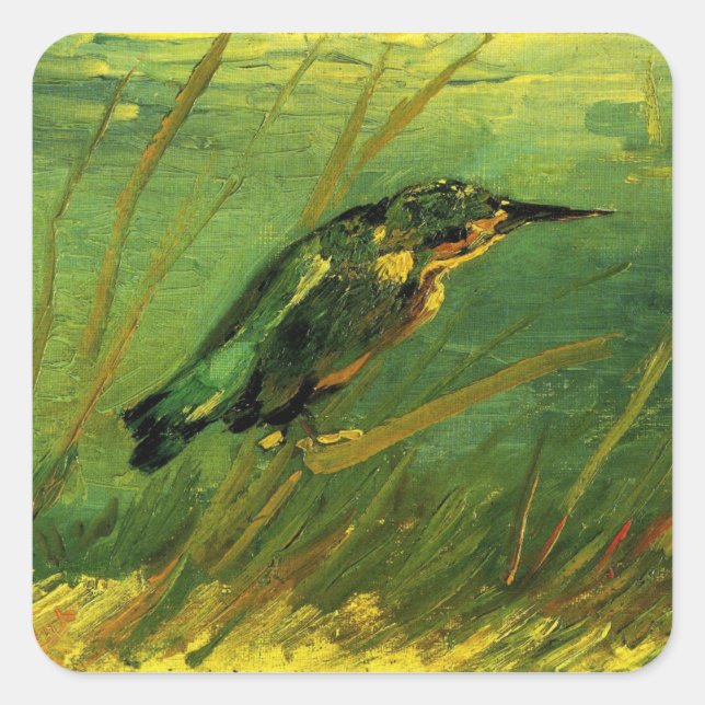 Pegatina Cuadrada Kingfisher por Vincent van Gogh (Anverso)