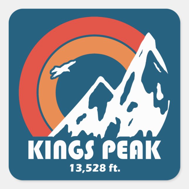Pegatina Cuadrada Kings Peak Utah Sun Eagle (Anverso)