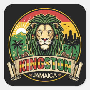 Pegatina Cuadrada Kingston Jamaica Isla Caribeña