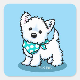 Pegatina Cuadrada KiniArt Cutieface Westie