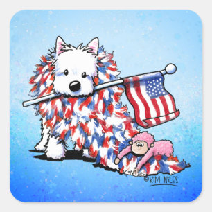 Pegatina Cuadrada KiniArt Liberty Westie