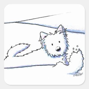 Pegatina Cuadrada KiniArt Nieve Plow Westie