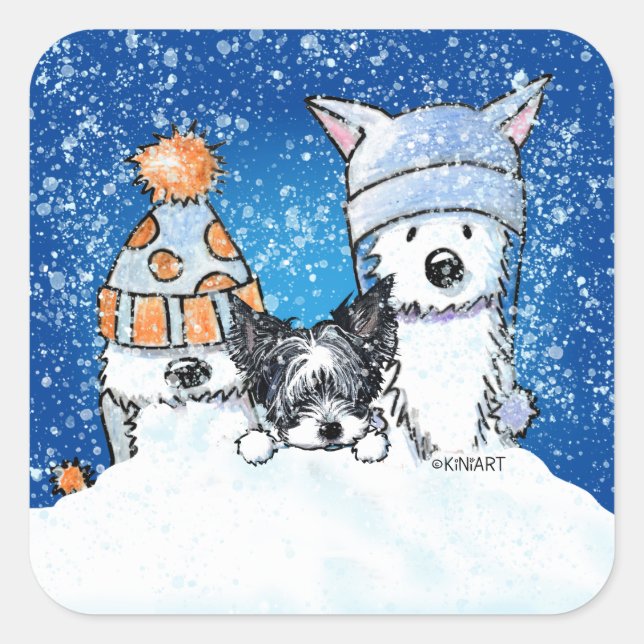 Pegatina Cuadrada KiniArt Winter Trio (Anverso)