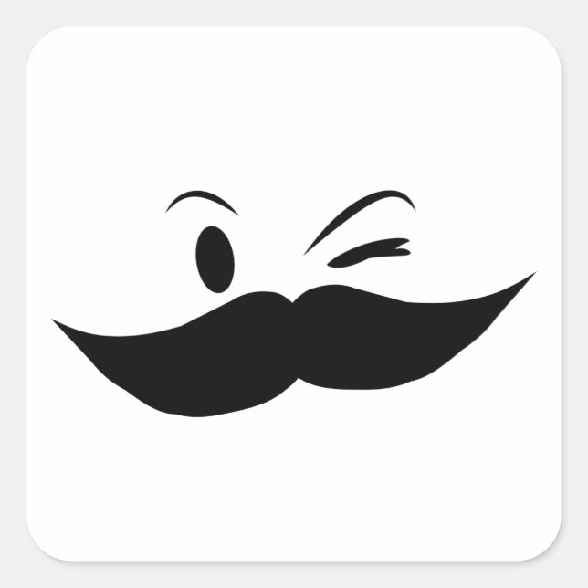 Pegatina Cuadrada Kinky Mustache (Anverso)