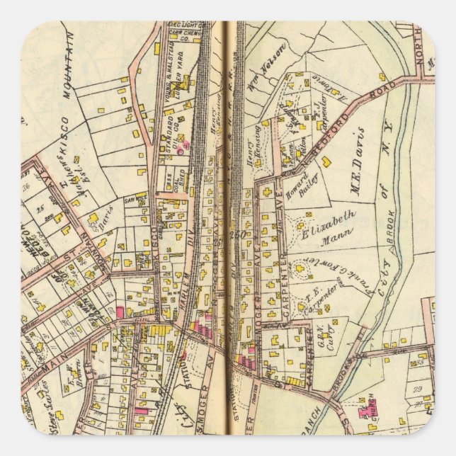 Pegatina Cuadrada Kisco, Nueva York (Anverso)