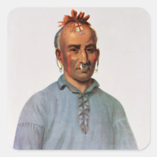 Pegatina Cuadrada Kish-Kal-Wa, jefe de Shawnee