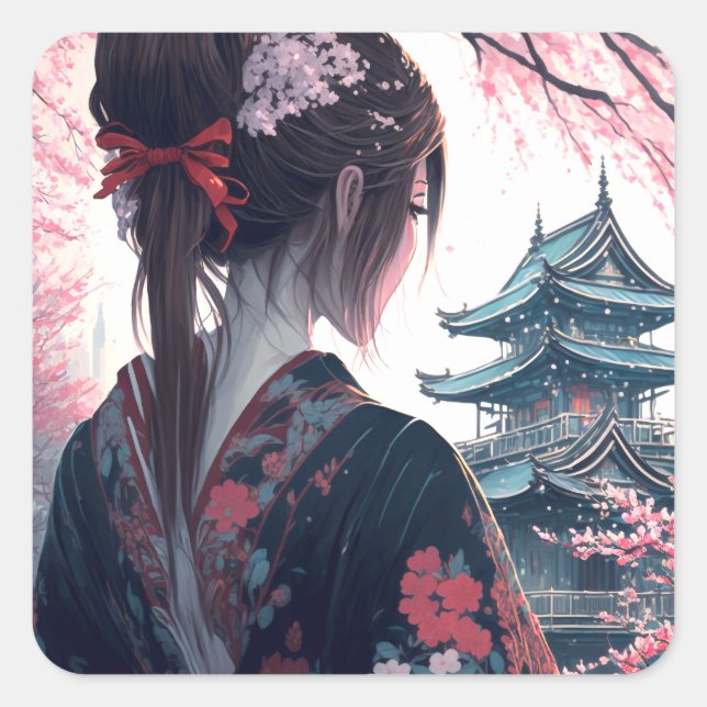 Pegatina Cuadrada Kisu Japan - Aufkleber (Anverso)