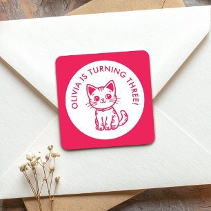 Pegatina Cuadrada Kit de colores personalizados gatito
