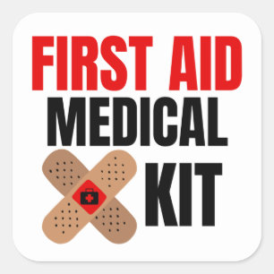 Pegatina Cuadrada Kit médico de primeros auxilios