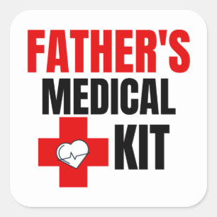 Pegatina Cuadrada Kit médico para el padre