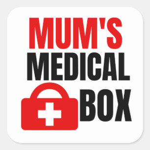 Pegatina Cuadrada Kit médico para madres