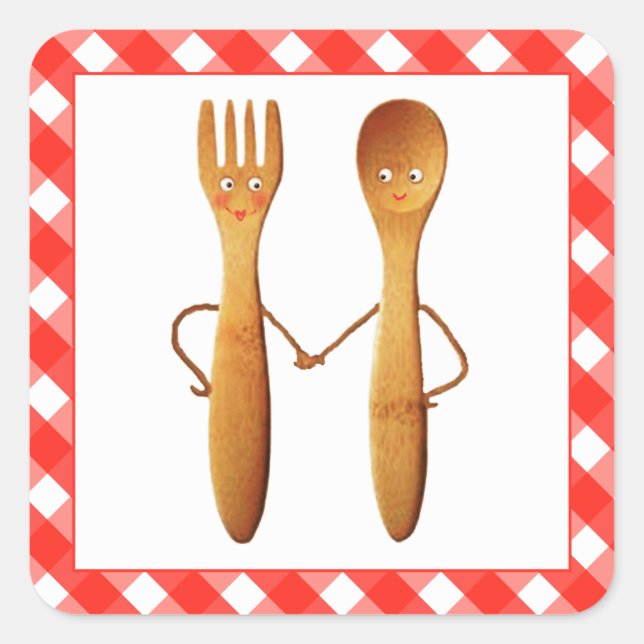 Pegatina Cuadrada Kitchen Bridal Shower (Anverso)