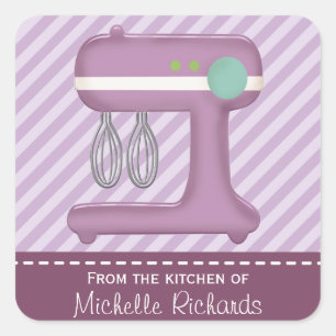 Pegatina Cuadrada Kitchen Cake Mixer Homemade Baking Custom