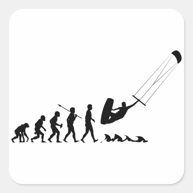 Pegatina Cuadrada Kite Surfing (Anverso)