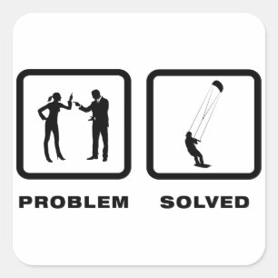 Pegatina Cuadrada Kiteboarding