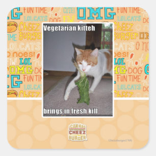 Pegatina Cuadrada Kitteh vegetariano
