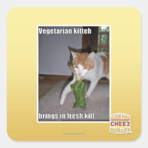 Pegatina Cuadrada Kitteh vegetariano