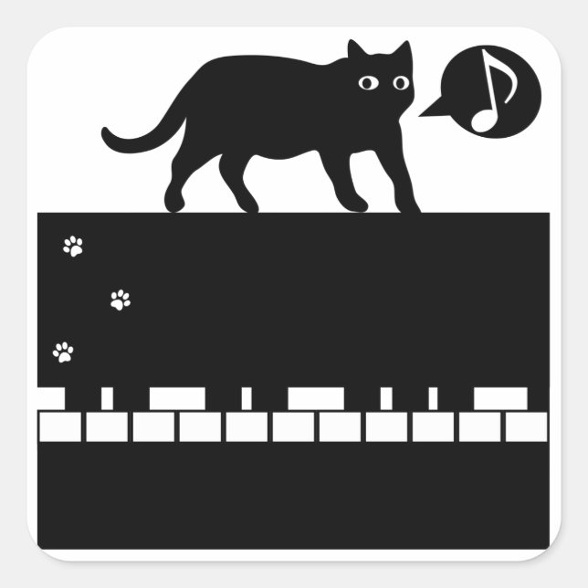 Pegatina Cuadrada Kitten_Piano (Anverso)