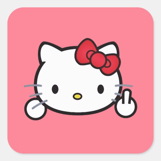 Pegatina Cuadrada Kitty (Anverso)