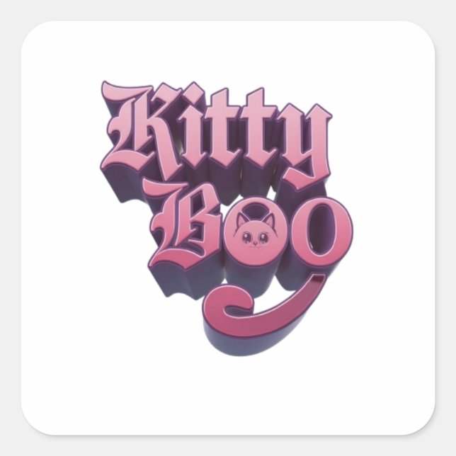 Pegatina Cuadrada kitty boo (Anverso)