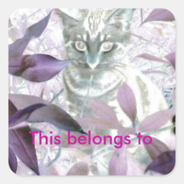 Pegatina Cuadrada Kitty Foliage Púrpura Pertenece A