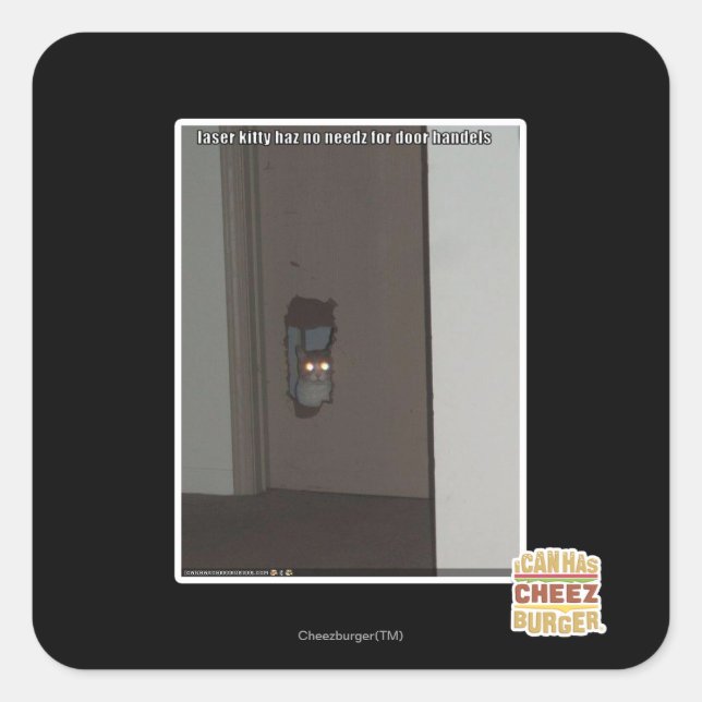 Pegatina Cuadrada Kitty láser (Anverso)