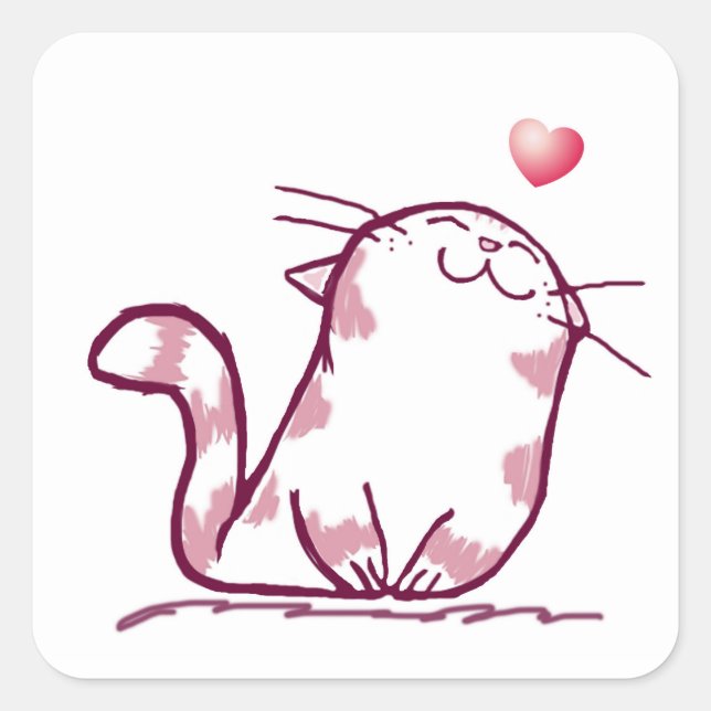 Pegatina Cuadrada Kitty Love (Anverso)