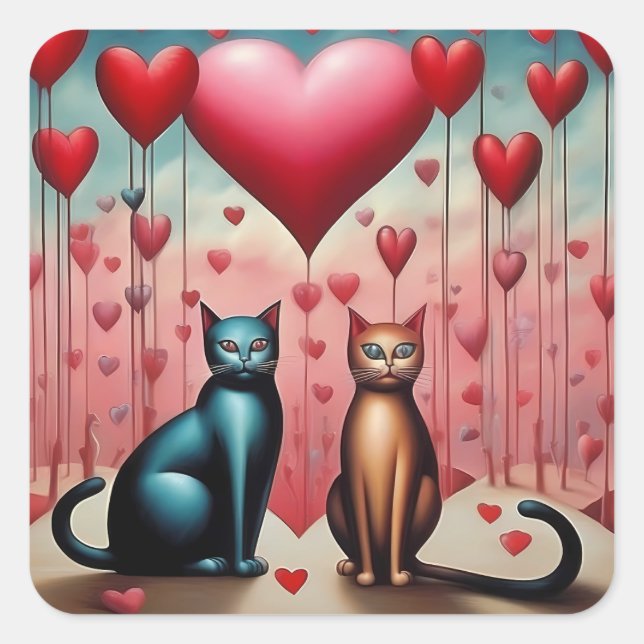 Pegatina Cuadrada kitty love thang (Anverso)