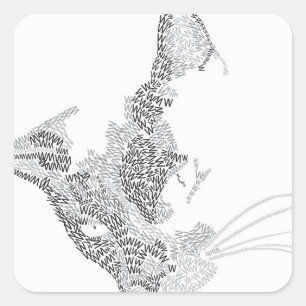 Pegatina Cuadrada Kitty tipográfico