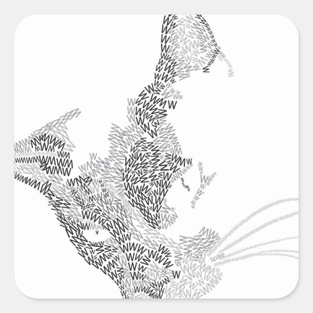 Pegatina Cuadrada Kitty tipográfico (Anverso)