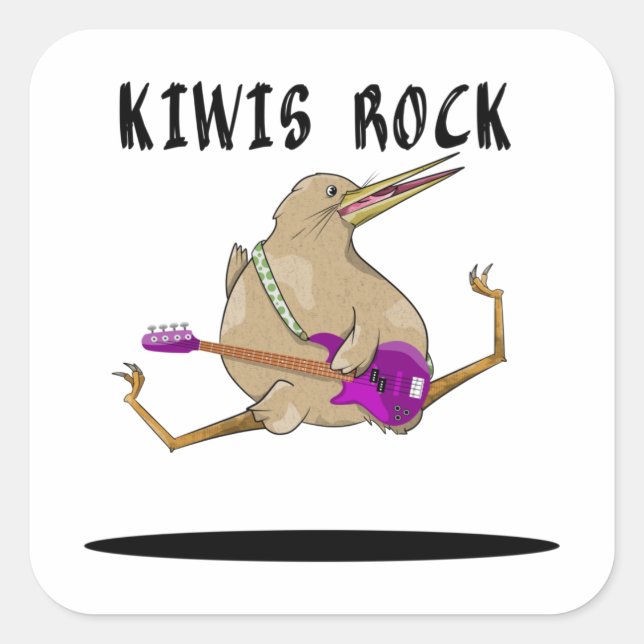 Pegatina Cuadrada Kiwi Bass Guitar (Anverso)
