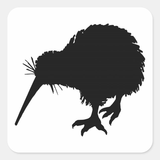 Pegatina Cuadrada Kiwi Bird Silhouette (Anverso)